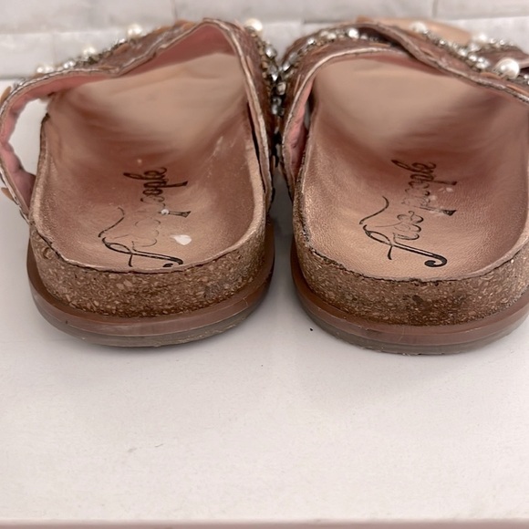 FREE PEOPLE Moon Child Embellished Slide Sandal In Rose Gold Beaded Size 40 - Picture 5 of 8